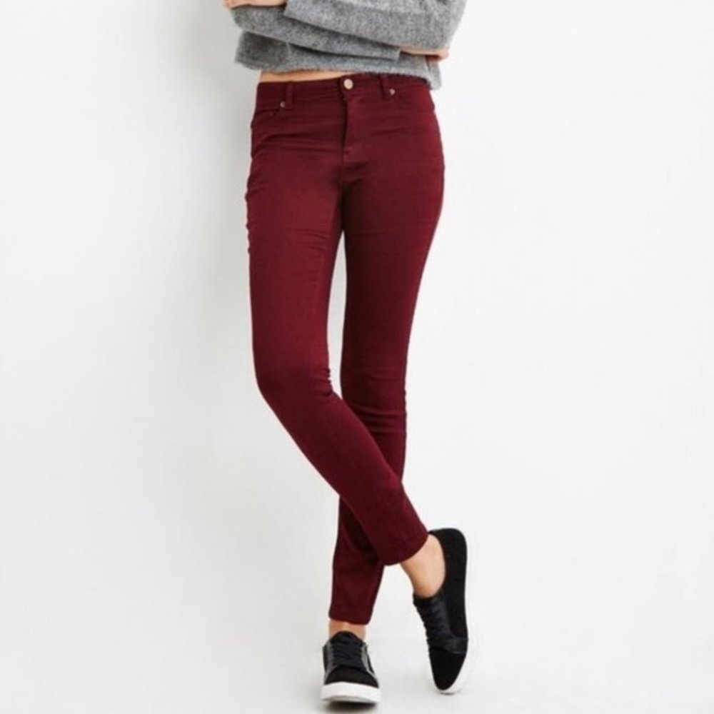 Zara TRAFALUC Maroon Burgundy Skinny Jeans